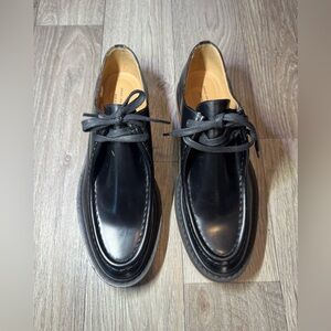 DRIES VAN NOTEN Black Leather VIBRAM Sole Derby Shoes Size 40.5